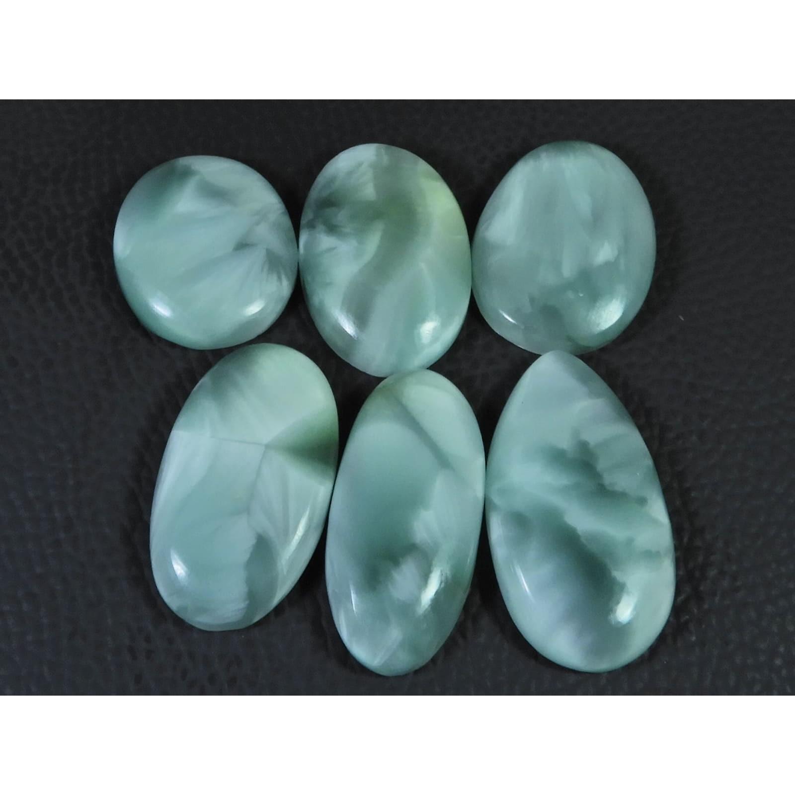 205Cts. Natural Green Hemimorphite Mix Cabochon Loose Gemstone 06 Pcs Lot C-1577