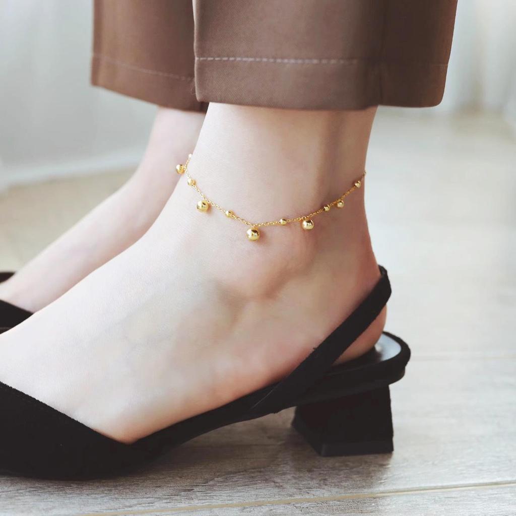 Tide Double-Layer Heart Anklet: 18K Gold-Plated Titanium Steel, Non-fading Fashion Light Luxury for Women
