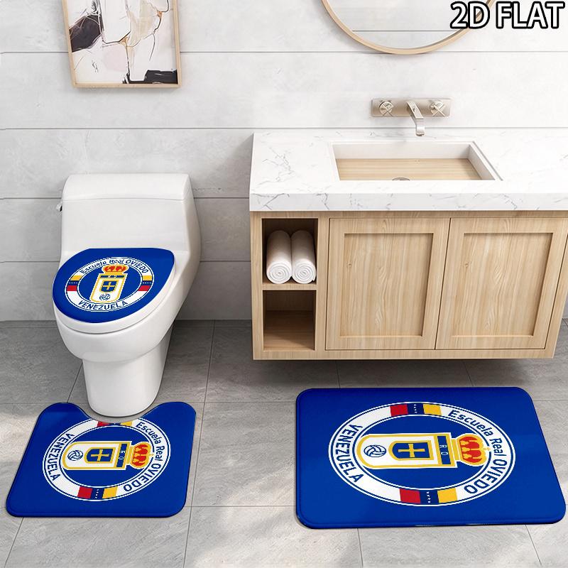 3pcs Real Oviedo Pattern Flannel Nonslip Absorbent Washable Decorative Bathroom Home Toilet Seat Cover Mat