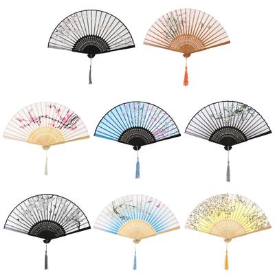 Květinový vzor Bambusový skládací ventilátor Ruční ventilátor Malování v čínském stylu Taneční představení Rekvizity