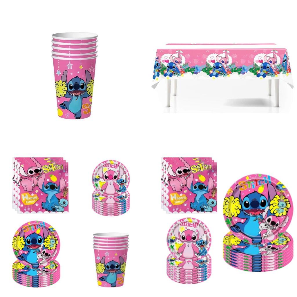 Lilo Stitch Party Supplies Set With Paper Plates Cups Napkins Tablecloth For Kids Birthday Decor