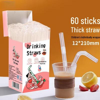 You Shu Thick Bendable Drinking Straws, 12x210mm, 60-count