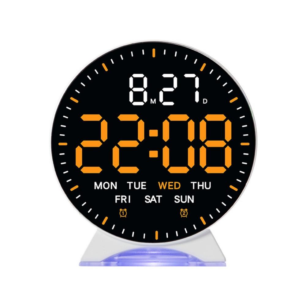 

Date Week Electronic Clock 12/24H Display Digital Desk Clock Bedside Clock Home Office White-Orange