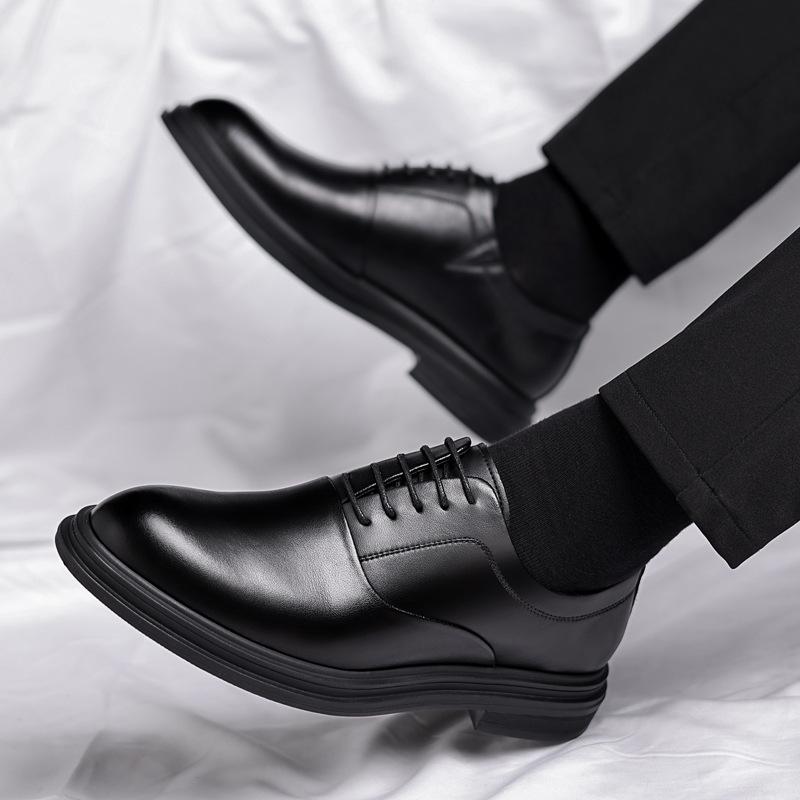 Leather shoes men's business height increase British trendy suit men's wedding shoes