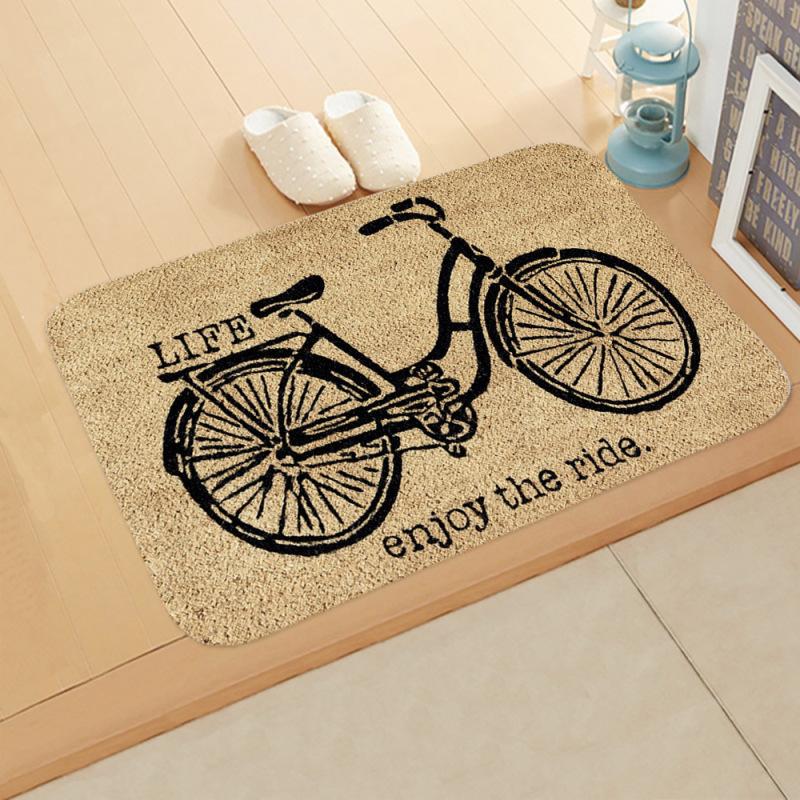 Fleece Door Mat Letter Printed Doormat Anti-slip Entrance Floor Mats for Bedroom Bathroom Carpet Rug