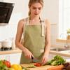 Cotton Linen Striped Kitchen Apron with Pocket Breathable Waterproof Oil-proof Adjustable Men Women Chef