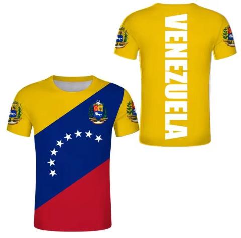 Venezuelan flag and emblem 3D printed T-shirt for women and men, high-quality clothing