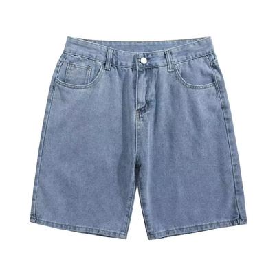 Denim Shorts Men's Summer High Street Japanese Harajuku Style Loose Casual Solid Color Wide-leg Five-point Pants