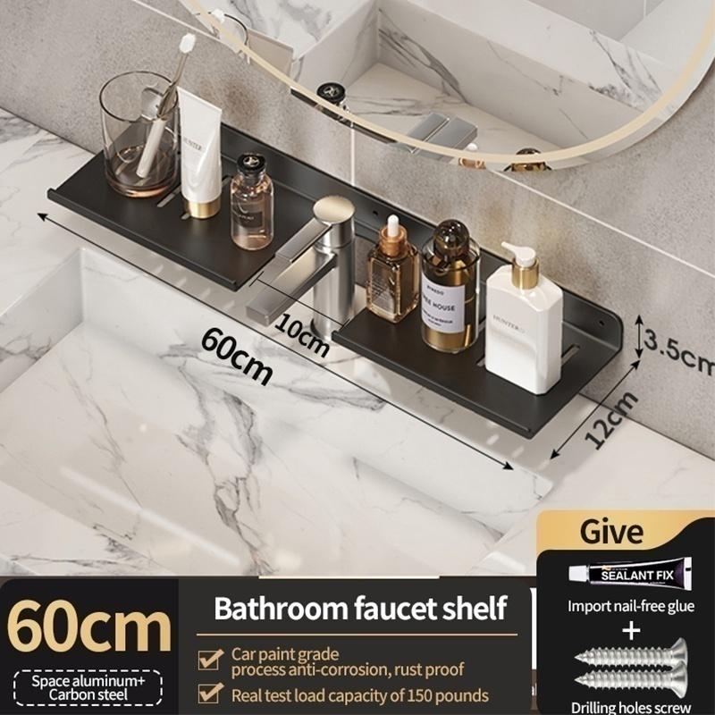 No Drill Bathroom Hardware Towel Rack Black 50CM-60CM Folding Aluminum Towel Rack Holder With Hook Towel Holder Tissue Holder