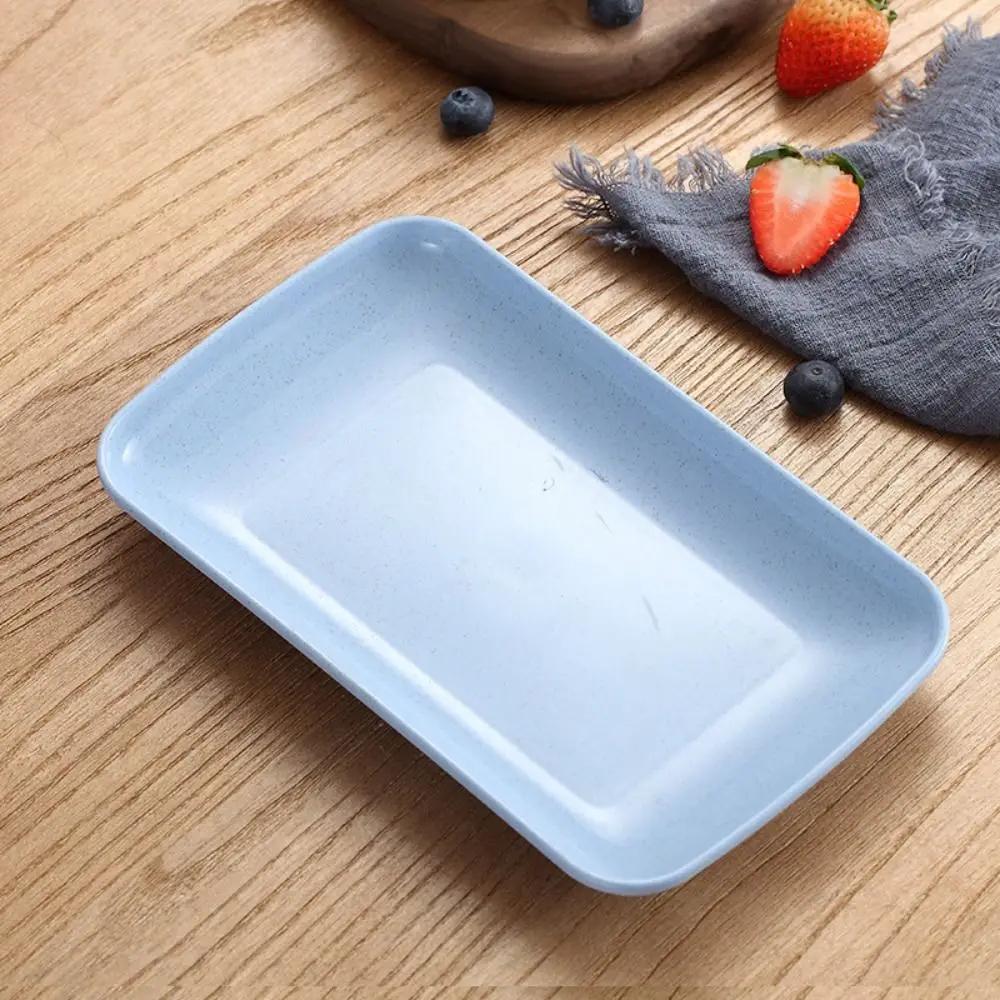 New Tableware Plastic Snack Plate Wheat Straw Reusable Square Tray Lightweight Durable Table Trash Tray