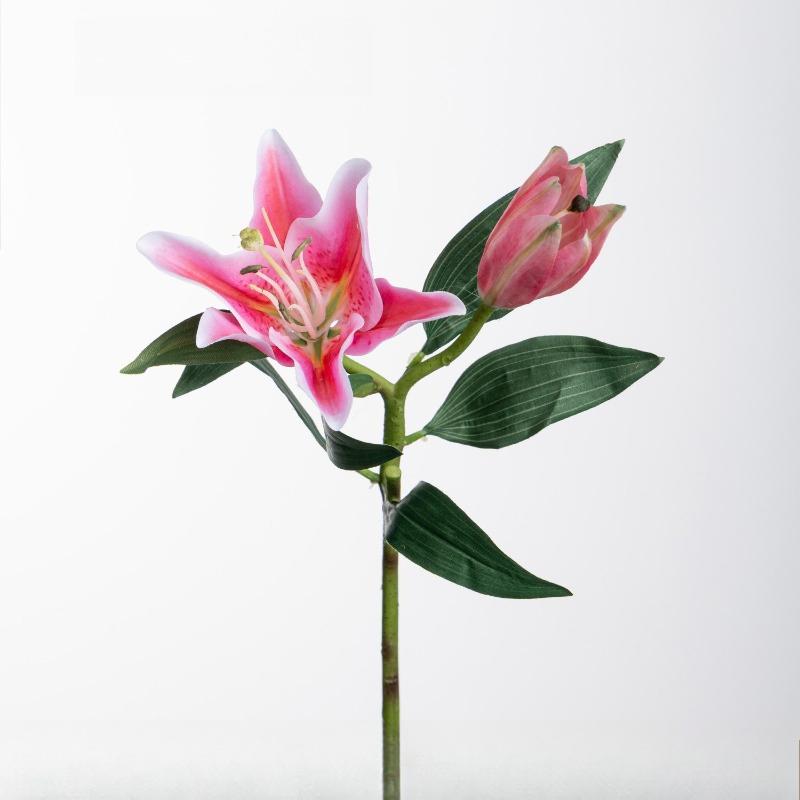 

6pcs Simulation 2 Heads Short Branch Lilies True Touch False Flowers Pink Perfume Lily Artificial Flower Restaurant Decoration