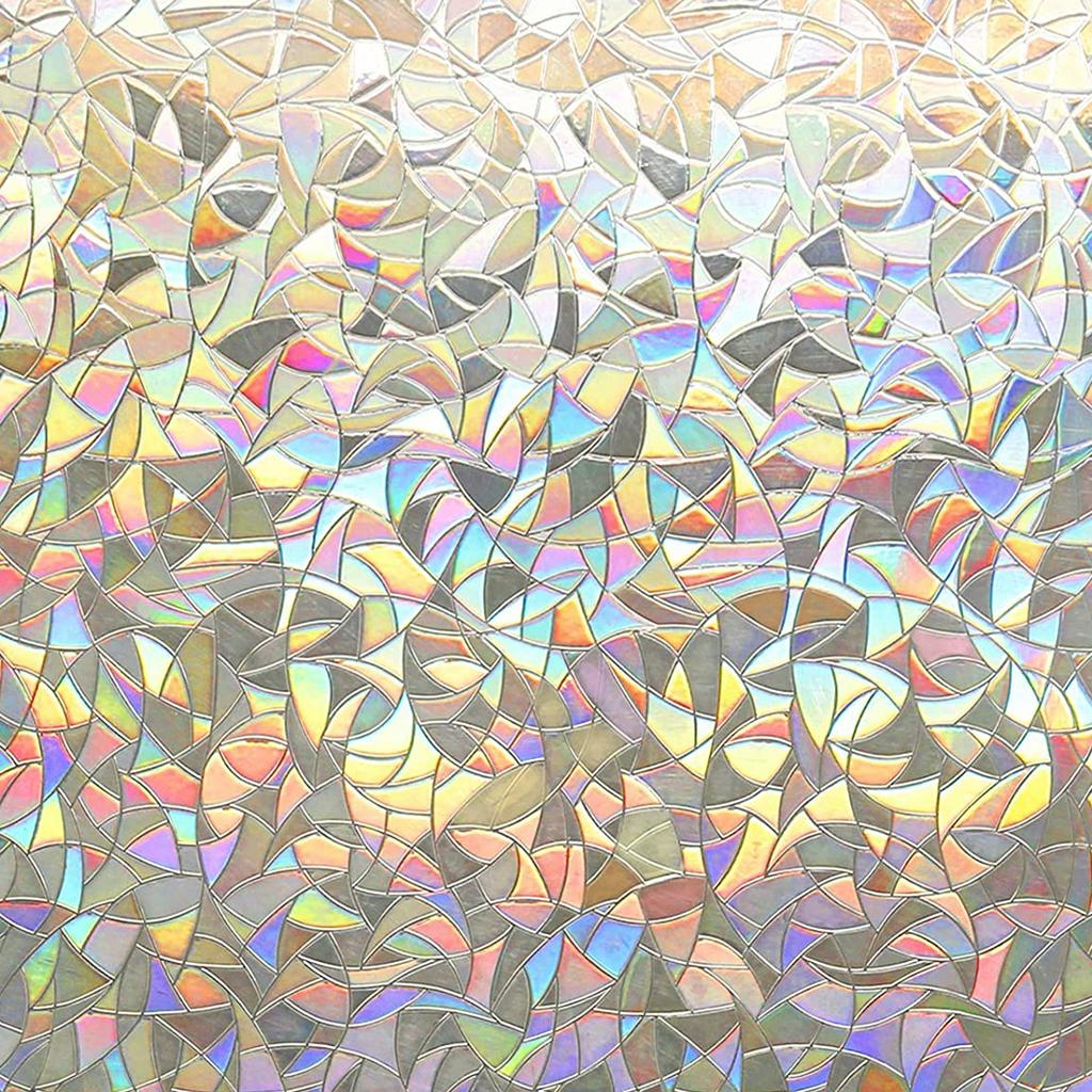Window Privacy Film Rainbow Window Clings 3D Decorative Vinyl Stained Glass Window Decal Static Cling Sticker Non-Adhesive