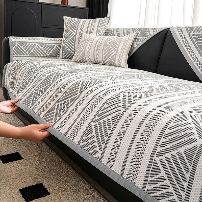 Sofa  New Leather Sofa Backrest Cloth Towel One Piece Combination Sofa Seat Cushion Popular Straight Row Light Luxury