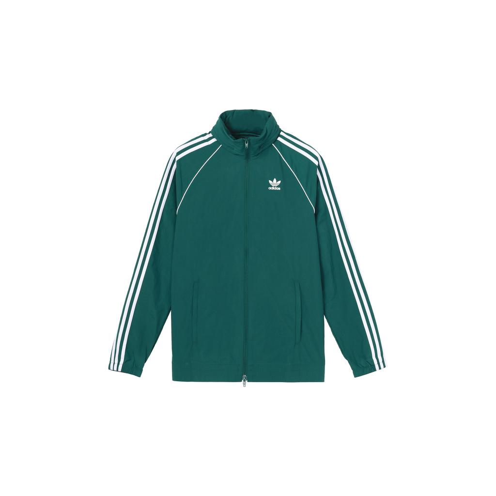 Adidas Originals Trefoil Logo Colorblock Striped Sports Jacket Men Jacket Green CW1311