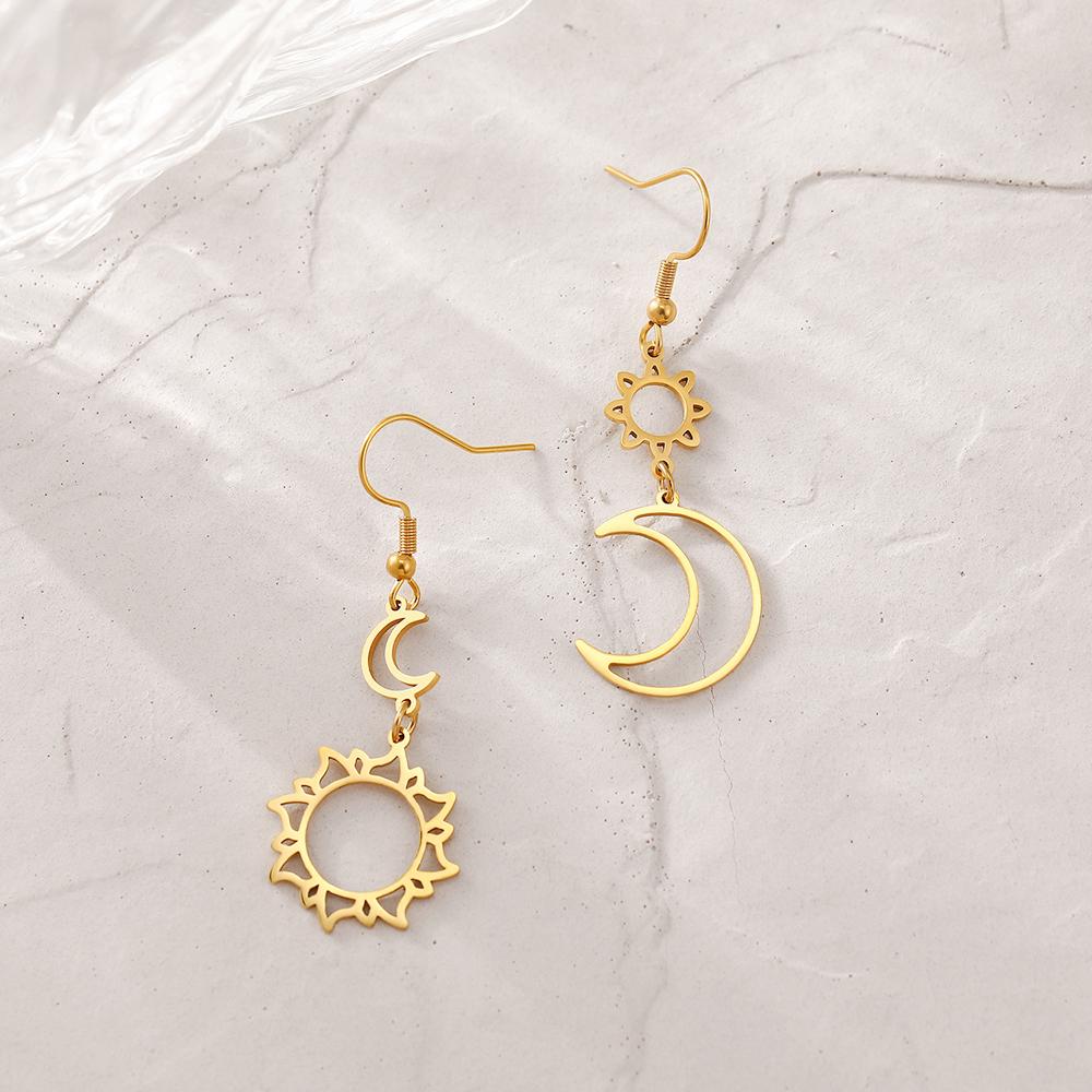 

Серьги из нержавеющей стали Богемные Подвески Тотемы Солнца и Луны Новые Серьги-подвески с темпераментом для женщин с цирконом в подарок