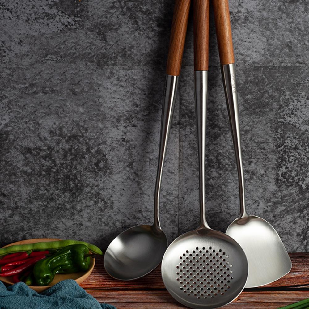 Stainless Steel Kitchen Utensils Cooking Tools Turner Wok Cookware Ladle Skimmer Spoon