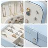 Travel Jewelry Box, Portable Jewelry Case Display Storage Holder Box For Women Girls, PU Leather Double Layer Jewelry Organizer