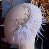 White Feather Tiaras Crystal Hair Clip for Bridal Stylish Wedding Headpiece Accessories Engagement Party Hair Accessory