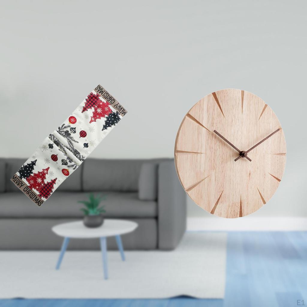 Seasonal Winter Table Runner And Creative Solid Wood Wall Clock Decorative Holiday Gift for