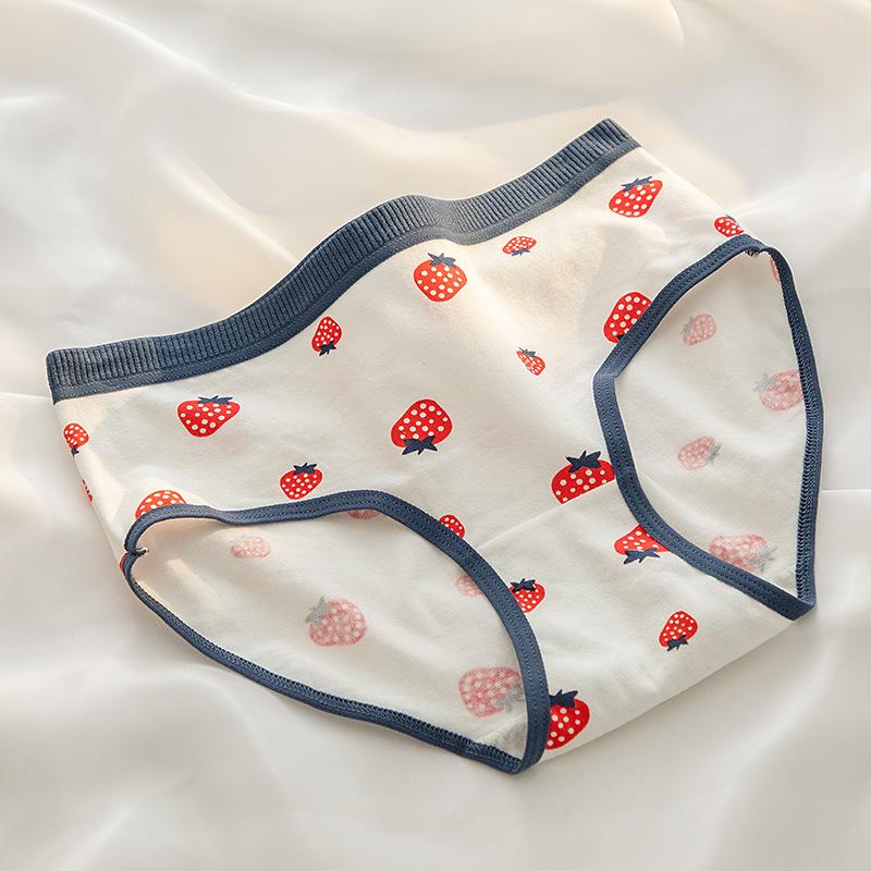 

Нижнее белье цвета клубники для женщин, трусы из чистого хлопка с промежностью и средней посадкой, большие размеры, трусы-треугольники из чистого хлопка с промежностью для девочек, для студентов XL