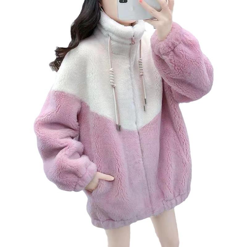 2024 Women's Autumn/Winter Korean Style Slimming Lambswool Coat