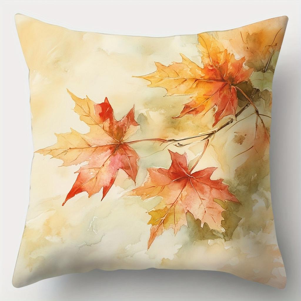 Home Decor Autumn Maple Leaves Pattern Throw Pillow Covers Pattern Cushion Cover Suitable For Sofa Bedroom Car Pillow Cover