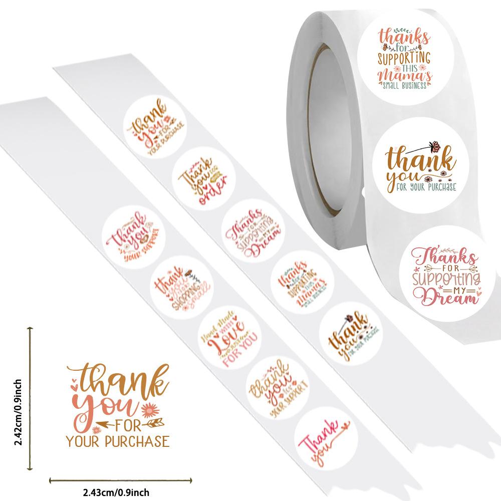 500PCS Round Thank You Stickers Fun Thank You Stickers Rolls DIY Brochure Decoration Teacher Encouragement Student Stickers