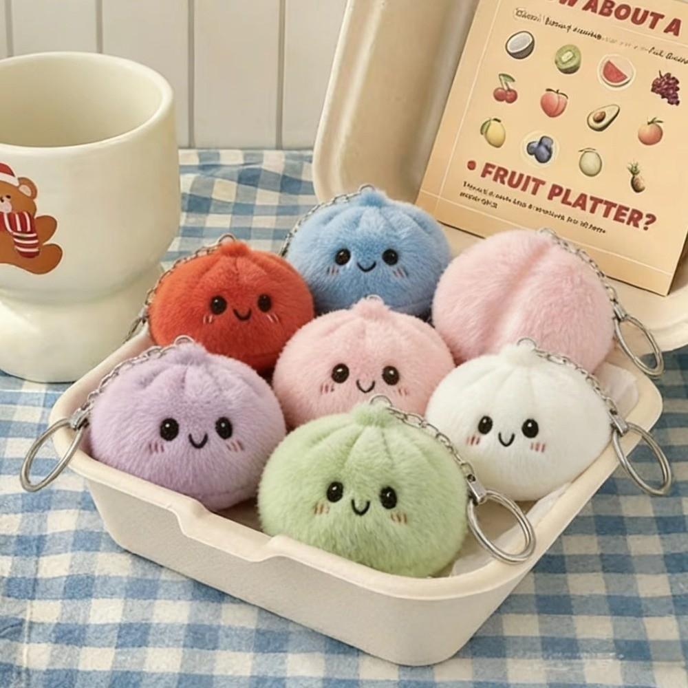 Soft Fluffy Plush Squishy Keychain Plush Steamed Buns Keyring Party Gifts