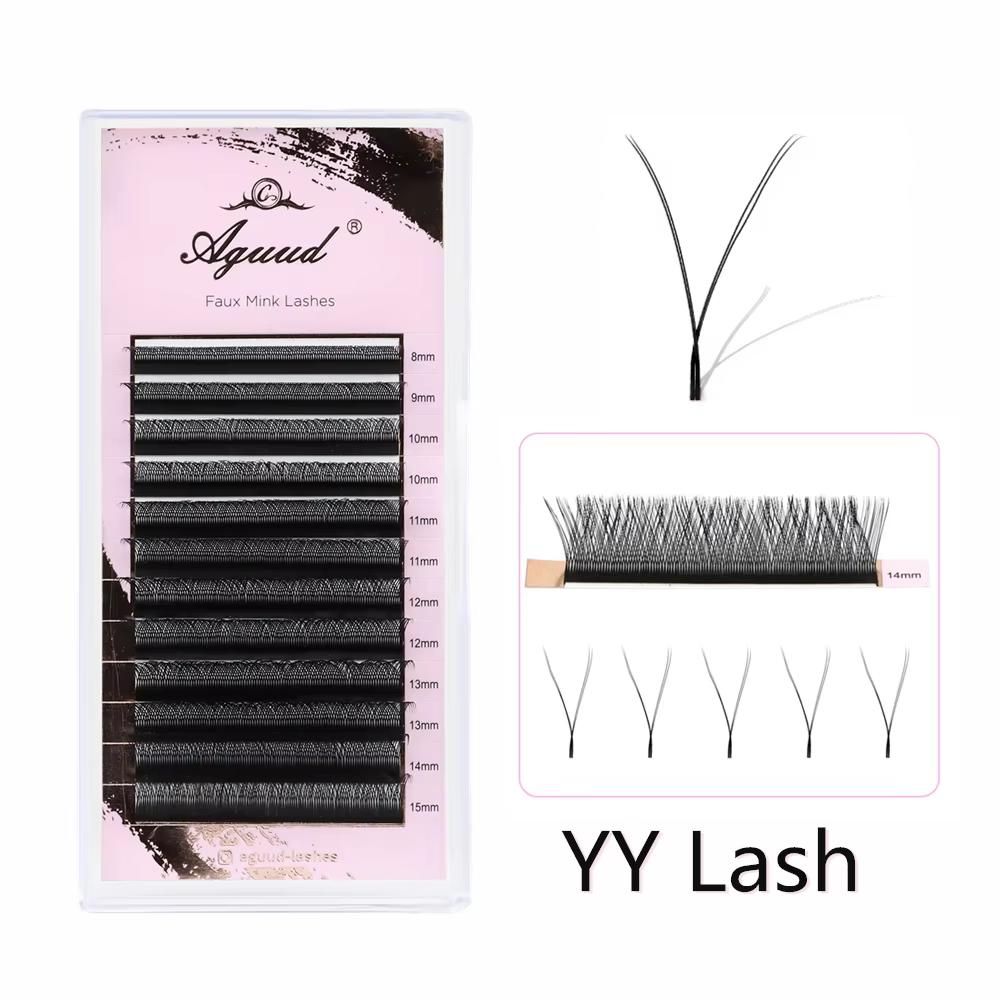 AGUUD 5D W Clover Lash Extension Premade Fans 5D Shape Blooming Lashes Brown 4DW Eyelash Extension Lightweight 2D-V Shaped Lash