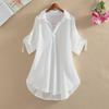 2022 Summer Women Chiffon Shirt Loose Fit Mid Length Slim Waist Design