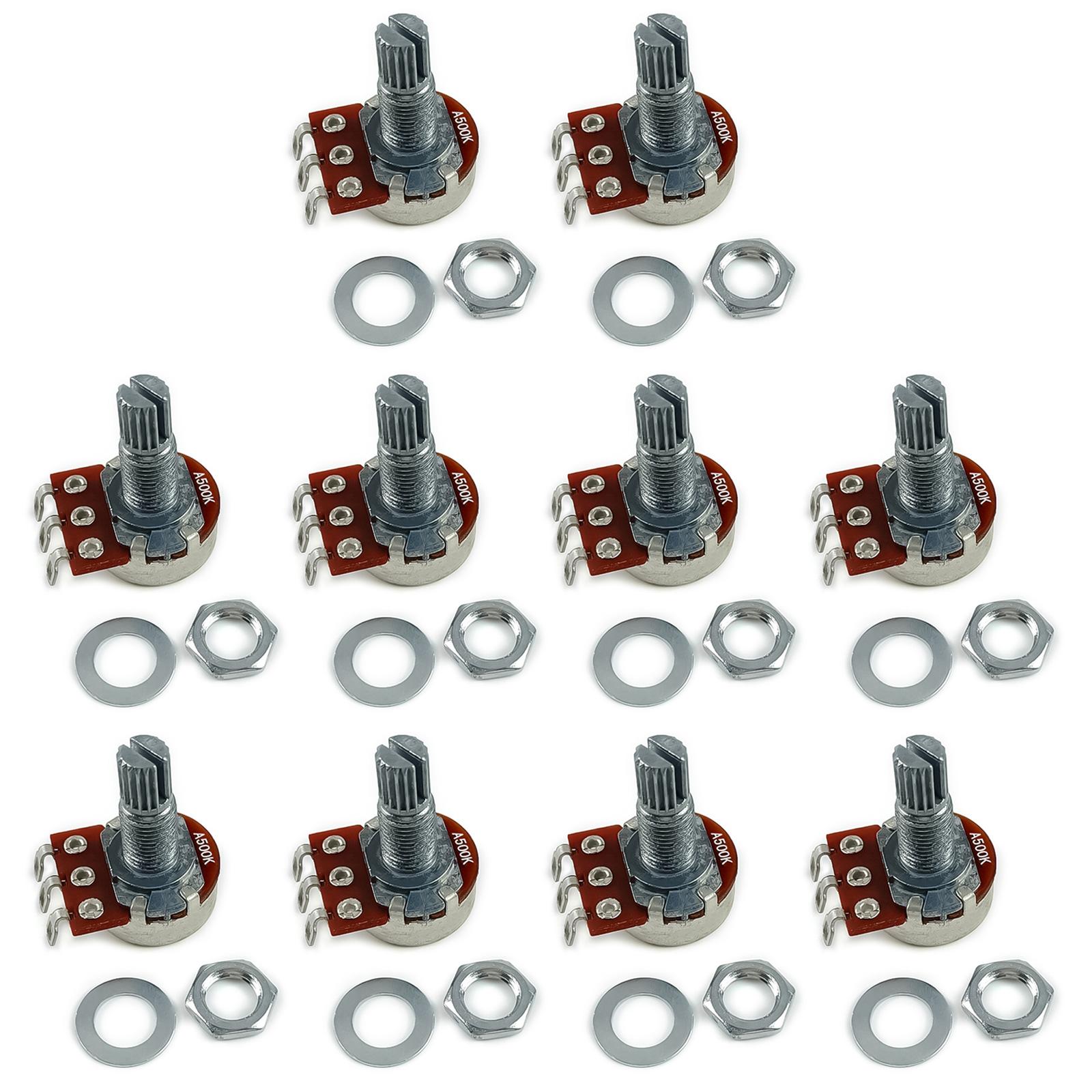 

Упаковка из 10 гитарных потенциометров малого размера 18 мм высотой, гитарные конусные потенциометры, гитарные конусные потенциометры для регулировки громкости и тона A500K