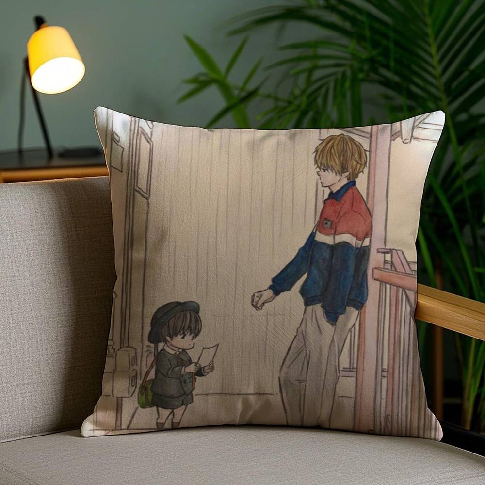 K-Kotaro Lives Alone Pillow Case Home Dorm Chair Back Short Plush Double-sided Printing Office Nap Time Cushion Cover