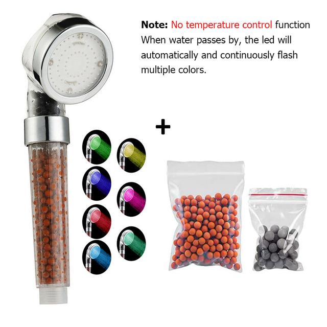 New Temperature Control 3/7 Color Changing LED Anion SPA Shower Head Water Saving Handheld Bathroom Home Innovative Accessories
