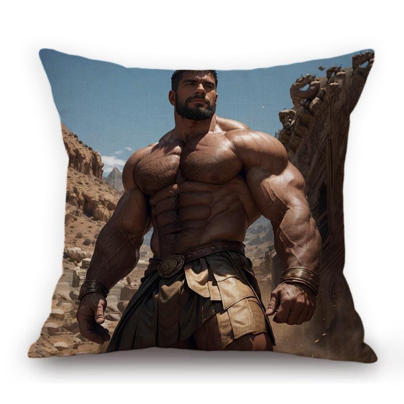 Sexy Hunk Jock Man Gladitor Hot Male Model Muscle Album Boyfriend Cotton Linen Home Decoration Sofa Pillow Case Cushion Cover