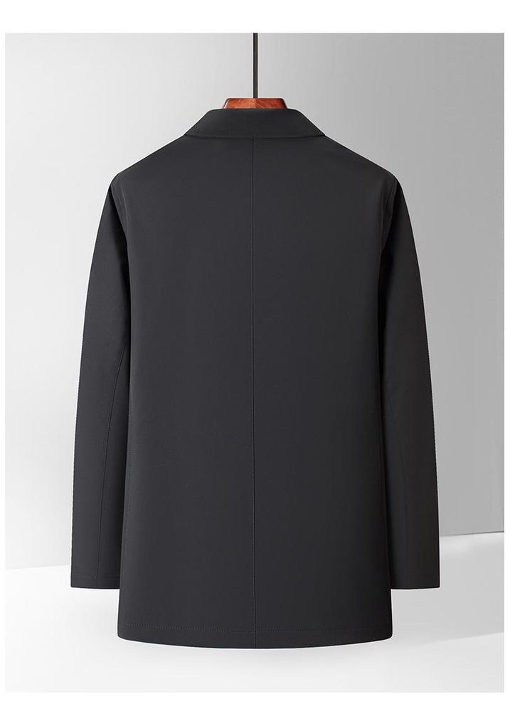 Mid-Length Lapel Business Casual Windbreaker for Men - Spring/Autumn Collection