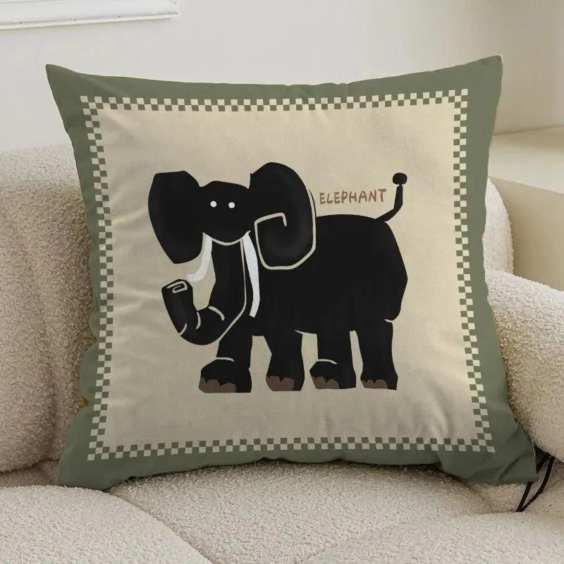 Cartoon Animal Pillowcase Cushion Cover Funny Black Little Cat Throw Pillow Case Couch Living Room Kids Bedroom Home Peach Skin