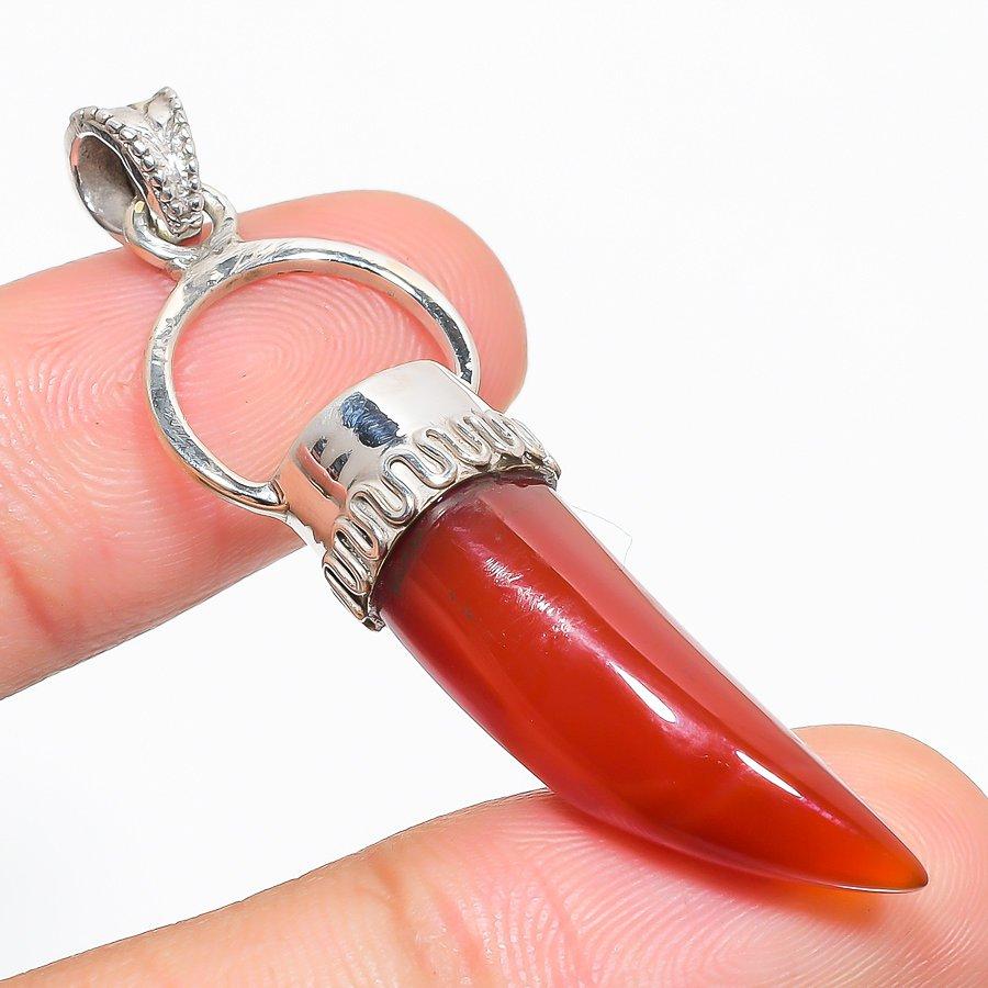 

Natural Carnelian Gemstone Handmade 925 Solid Sterling Silver Pendant 2 o1A67