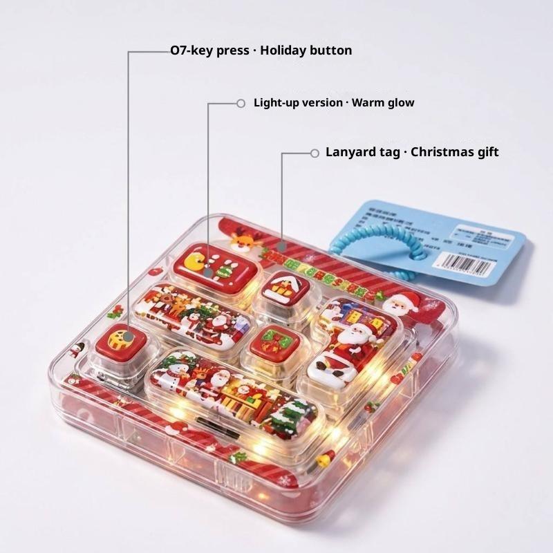 7 Grid Keycap Clicker Anti Stress Fidget Keyboard Keychain Decompression Button Hand Relax Party Favor Gift