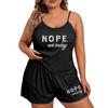 Large Size Women’s Summer Pajama Set Letter Print Cami Top and Shorts Loose Casual Loungewear