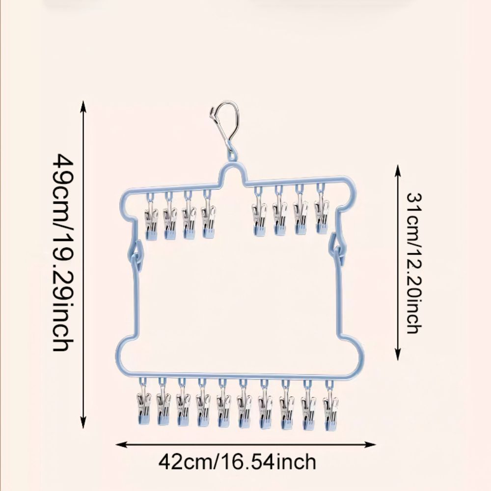 Household Windproof Drying Rack Folding Laundry Hanger Stainless Steel Clothespin  Balcony