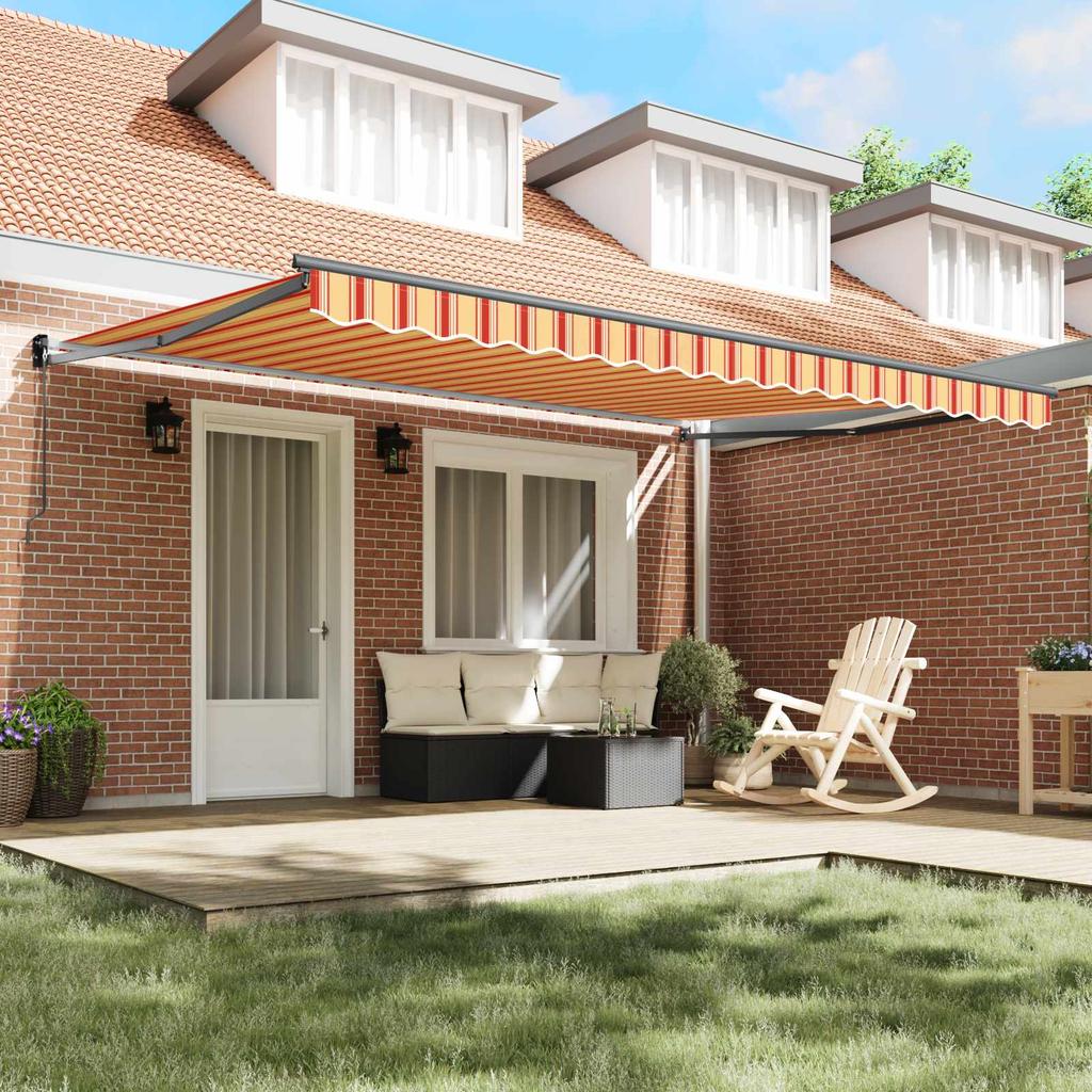 Retractable Awning Yellow and Orange 450 X 300 X 165 Cm