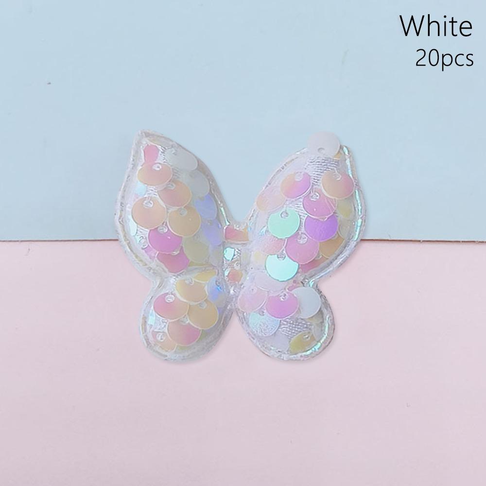 20Pcs Sew On Glitter Sequins Butterfly Patches 40x35mm Clothes Patches  Hat Shoes Sewing