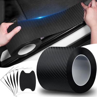 WyBright Car Door Protector Carbon Fiber Style Door Protector Easy Impact Door Edge Elegant Packaging 4 Door Handle Protectors 7cm Wide X 5m Film,