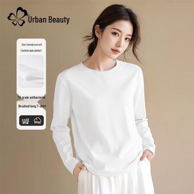 Women's Basic Crew Neck Brushed Long-Sleeve T-Shirt