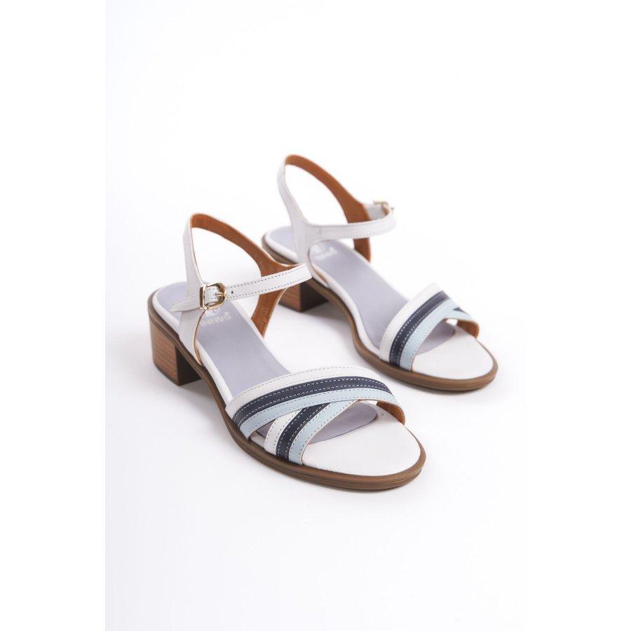 Sandale elegante de damă din piele naturală cu toc gros