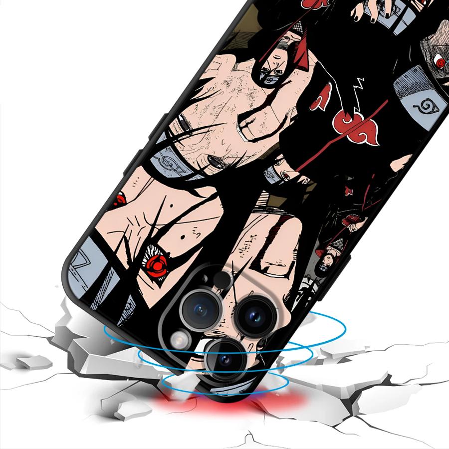 Case for iPhone 7 8 13 12 11 Pro Max XS Max 15 16 14 Plus XR Black Soft Phone Cover Anime Man Itachi