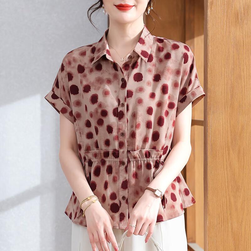XUEXI Women s Floral Chiffon Short Sleeve Blouse 2XL