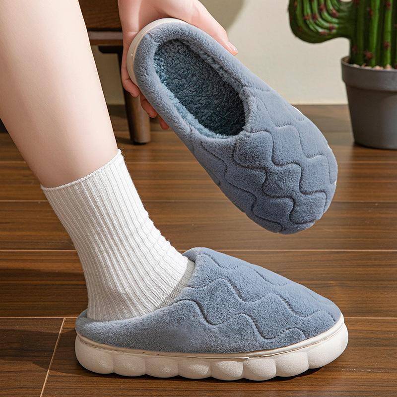 Fashion Winter Short Plush Warm Women's Cotton Slippers Indoor Home Casual Slides Autumn Non-slip Men Comfortable Slippers