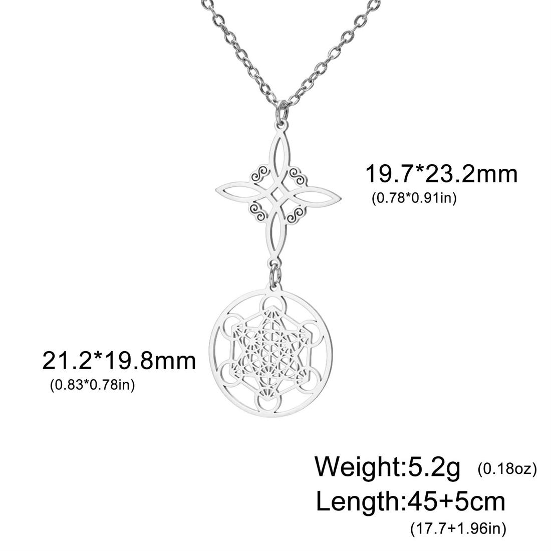 Кулон-узел ведьмы ожерелье для женщин Куб Архангела Метатрона ожерелья Нержавеющая сталь Колдовство Амулет Украшения Подарок