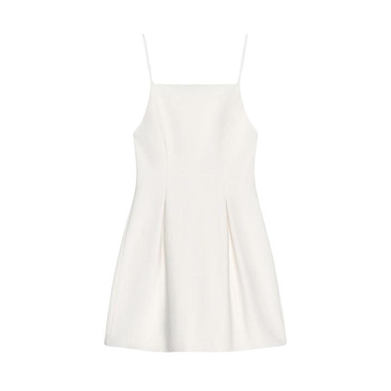 Spring New Women's Clothing Pure Desire Wind Straight Collar Simple Graceful Pleated Short Sleeveless Dress 2361777